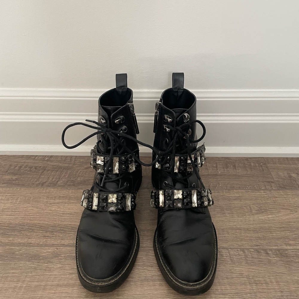 Zara Black Studded Leather Women's Boots Size 37